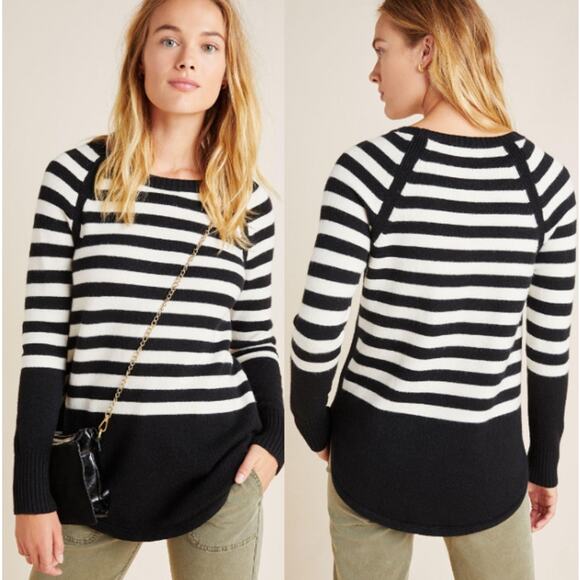 By Anthropologie Womens Fall Rebekah Cozy Knit Striped Tunic Sweater Size XS - Picture 1 of 8